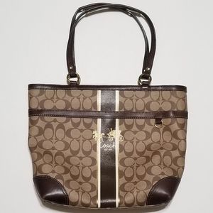 Coach Brown Tan Classic Pattern Bag Purse